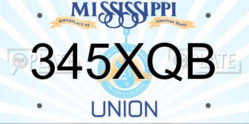 345XQB Mississippi License Plate
