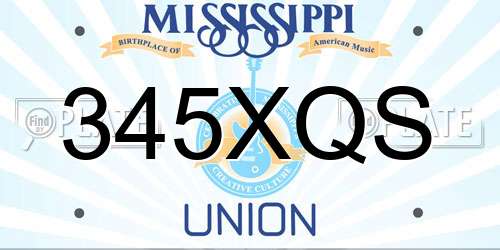 345XQS Mississippi License Plate