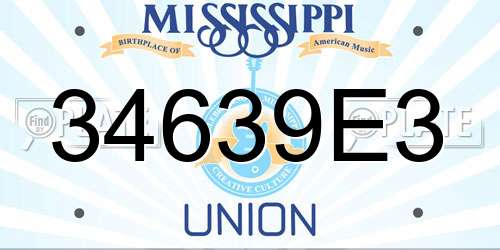 34639E3 Mississippi License Plate