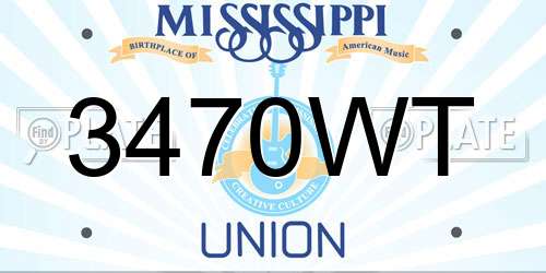 3470WT Mississippi License Plate