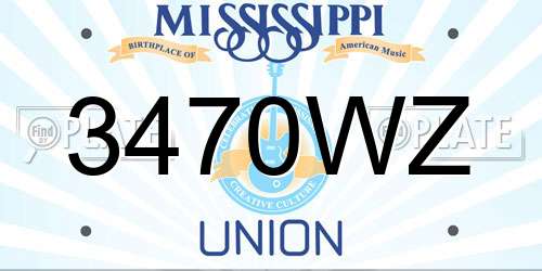 3470WZ Mississippi License Plate