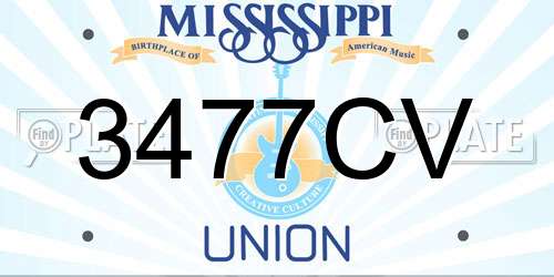 3477CV Mississippi License Plate