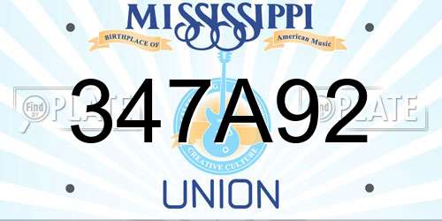 347A92 Mississippi License Plate