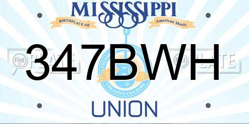 347BWH Mississippi License Plate