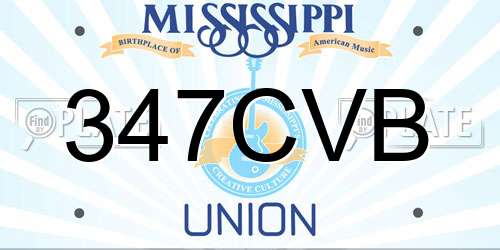 347CVB Mississippi License Plate