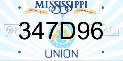 347D96 Mississippi License Plate