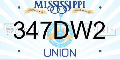 347DW2 Mississippi License Plate