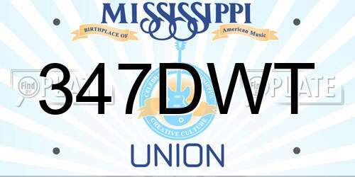 347DWT Mississippi License Plate