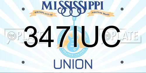 347IUC Mississippi License Plate