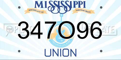 347O96 Mississippi License Plate