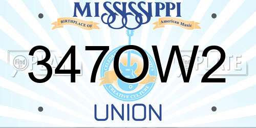 347OW2 Mississippi License Plate