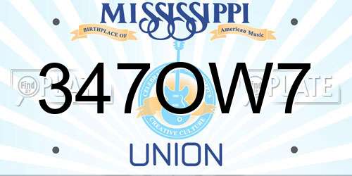 347OW7 Mississippi License Plate