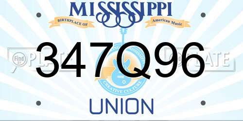 347Q96 Mississippi License Plate