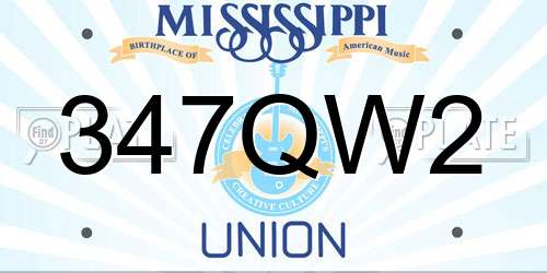 347QW2 Mississippi License Plate