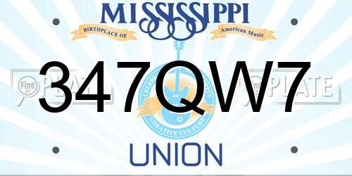 347QW7 Mississippi License Plate