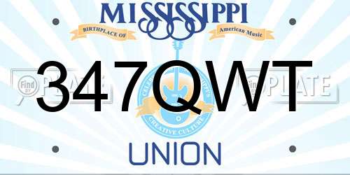 347QWT Mississippi License Plate