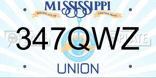 347QWZ Mississippi License Plate