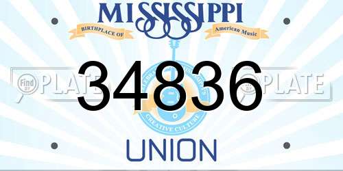 34836 Mississippi License Plate