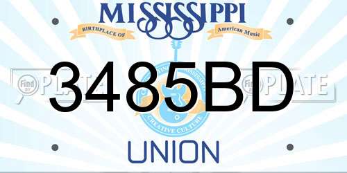 3485BD Mississippi License Plate