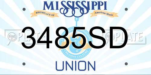 3485SD Mississippi License Plate
