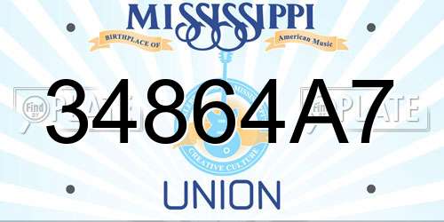 34864A7 Mississippi License Plate