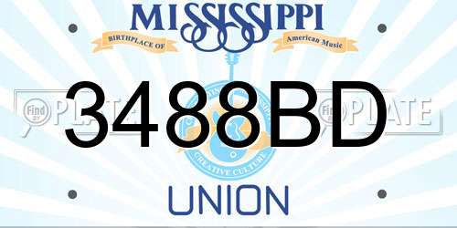 3488BD Mississippi License Plate