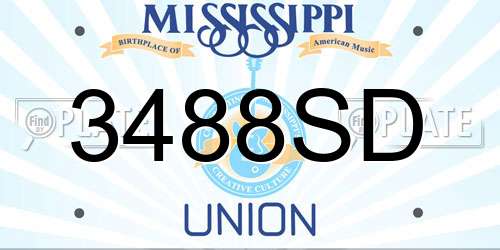 3488SD Mississippi License Plate