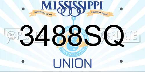 3488SQ Mississippi License Plate