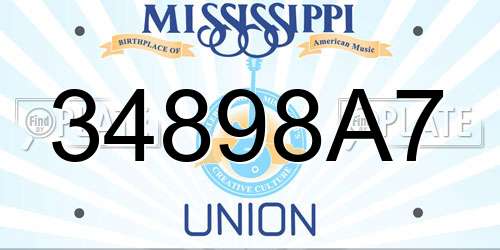 34898A7 Mississippi License Plate