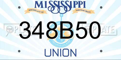 348B50 Mississippi License Plate