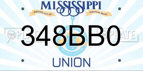 348BB0 Mississippi License Plate