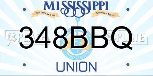 348BBQ Mississippi License Plate