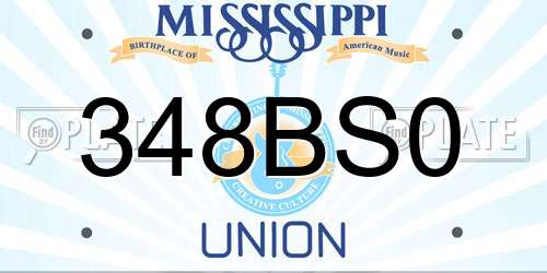 348BS0 Mississippi License Plate