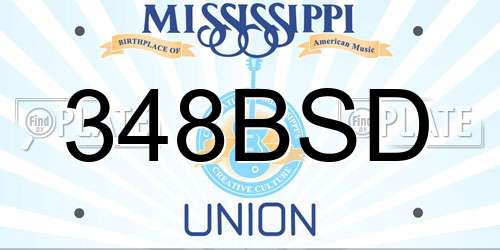 348BSD Mississippi License Plate