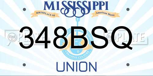 348BSQ Mississippi License Plate