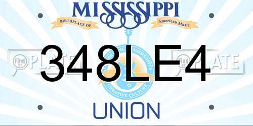 348LE4 Mississippi License Plate