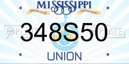 348S50 Mississippi License Plate
