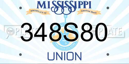 348S80 Mississippi License Plate