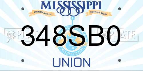 348SB0 Mississippi License Plate