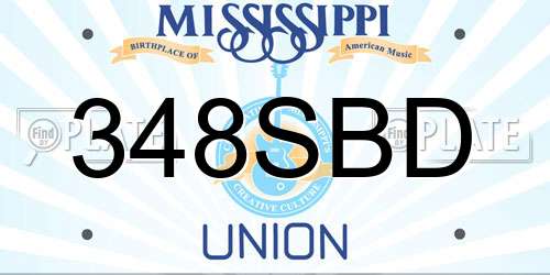 348SBD Mississippi License Plate