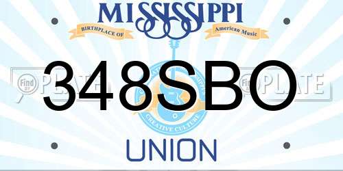 348SBO Mississippi License Plate