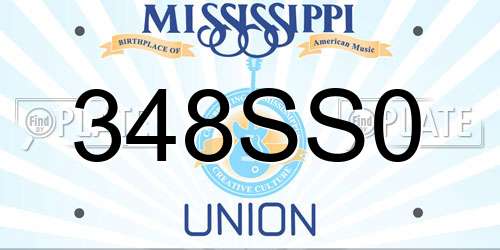 348SS0 Mississippi License Plate
