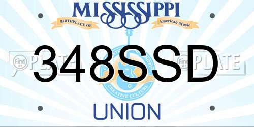 348SSD Mississippi License Plate