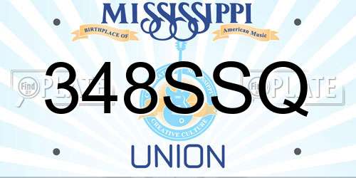348SSQ Mississippi License Plate