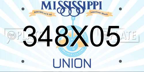 348X05 Mississippi License Plate