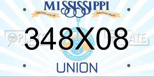 348X08 Mississippi License Plate