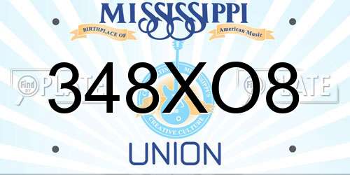 348XO8 Mississippi License Plate