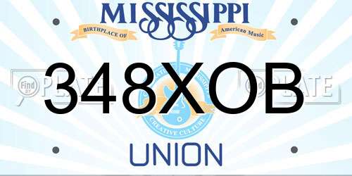 348XOB Mississippi License Plate