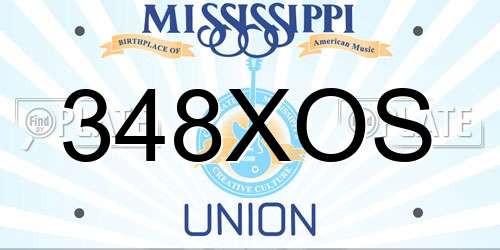 348XOS Mississippi License Plate