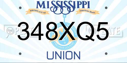 348XQ5 Mississippi License Plate